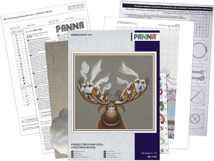 PANNA - Kreuzstich set - Weihnachtselch - ZM-7103 - Sticken erwachsene - Aida stoff - 33 x 28 cm - D