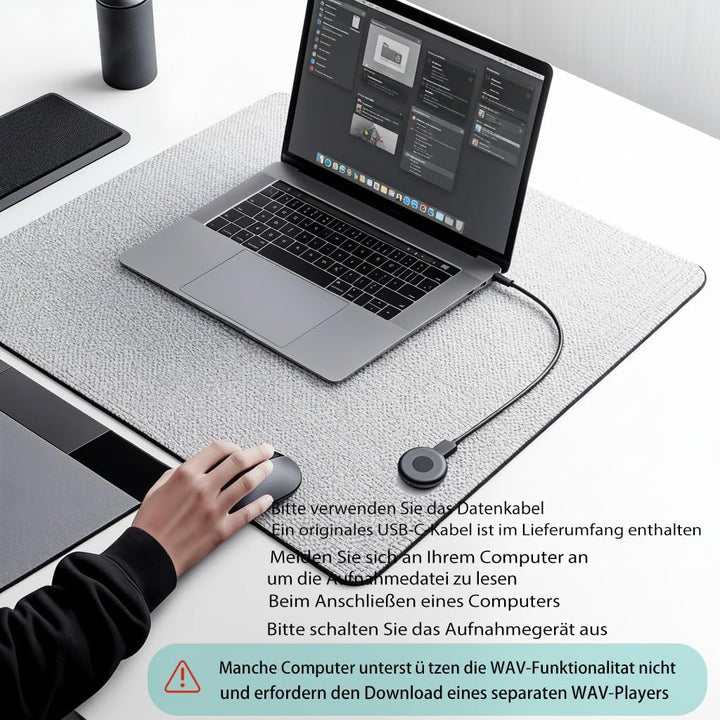 Diktiergerät Mini,64 GB Speicher Diktiergerät | Aufnahmegerät, Wiederaufladbar Über USB, Sprachaktiv