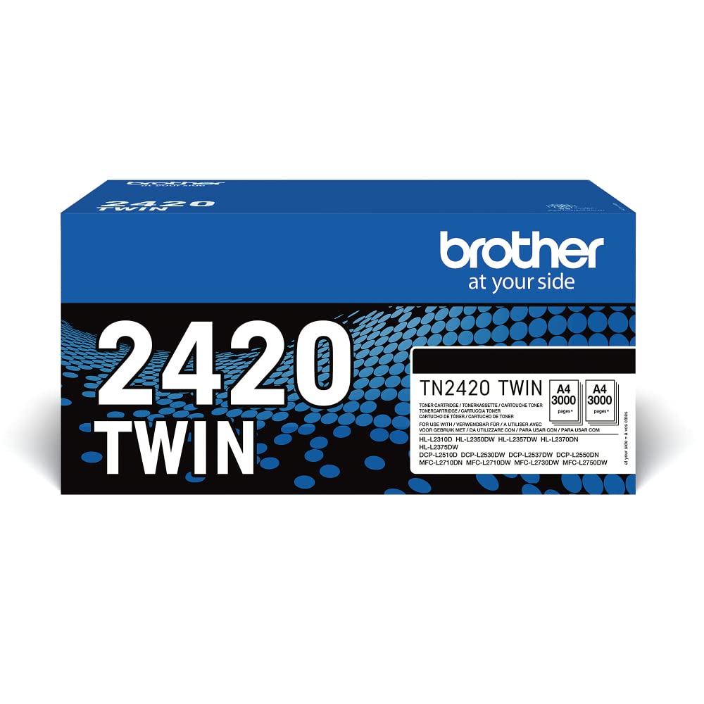 Brother TN2420TWIN Bundle mit 2 Tonern, schwarz, ca. 6000 Seiten, für MFCL2710DW/MFCL2710DN/MFCL2730