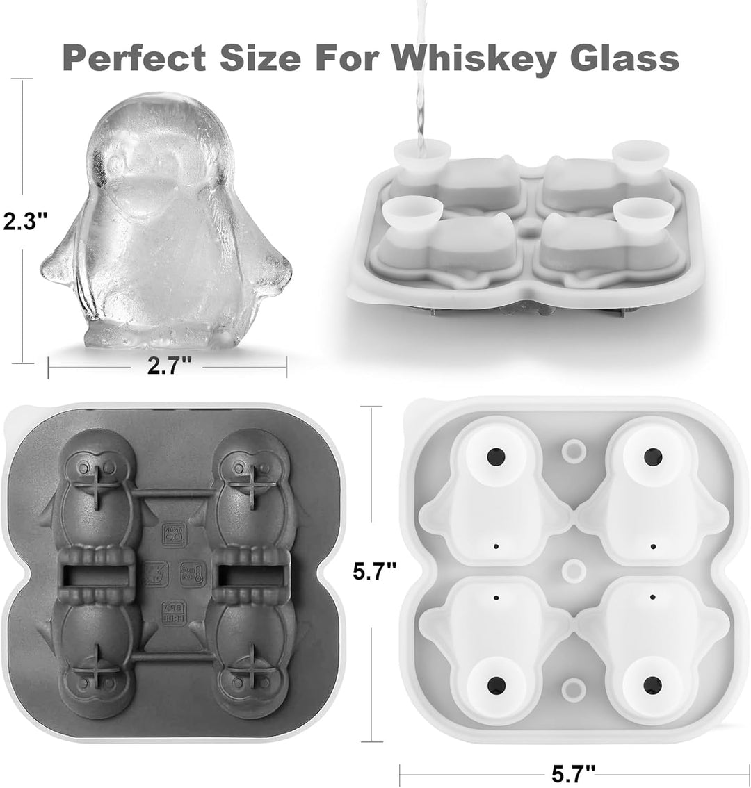 Nax Caki 3D-Pinguin-Eiswürfelform, 5,6 cm gross, dickes Silikon, lustige Formen, Whiskey-Eisform mit