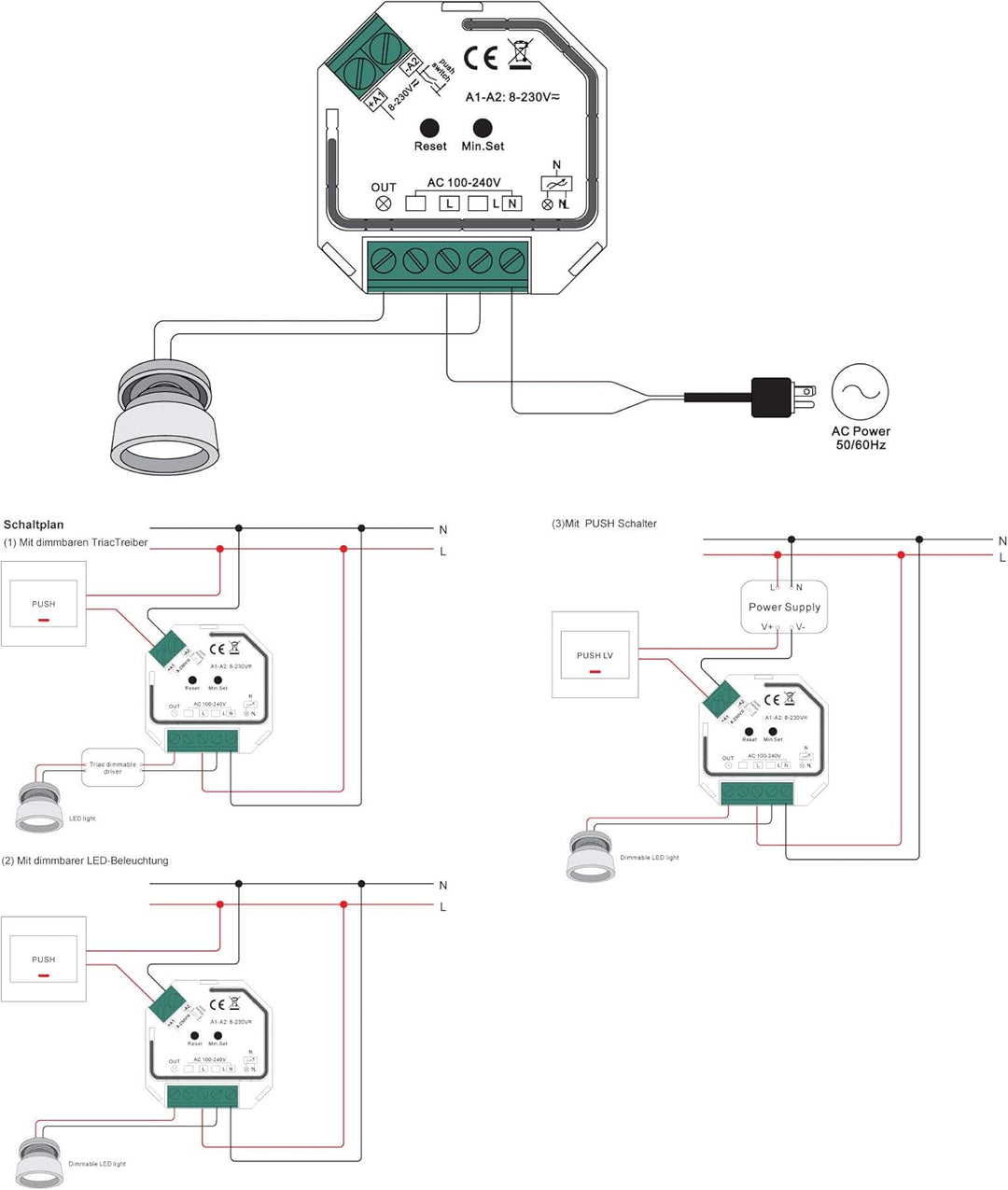 LED CONNEX Zigbee Phasendimmer/Phasenabschnitt Dimmer LED: 230W bis 400W