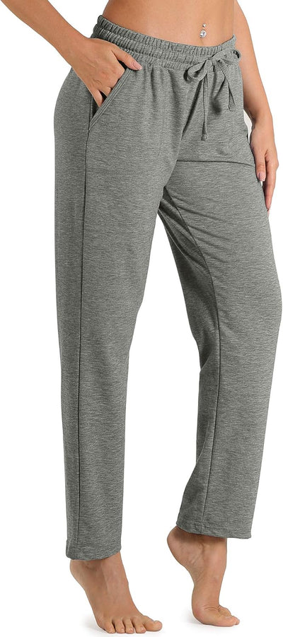 icyzone Damen Jogginghose Sweathose Lang Sporthose Freizeithose geradem Bein Hose mit Tunnelzug S Gr