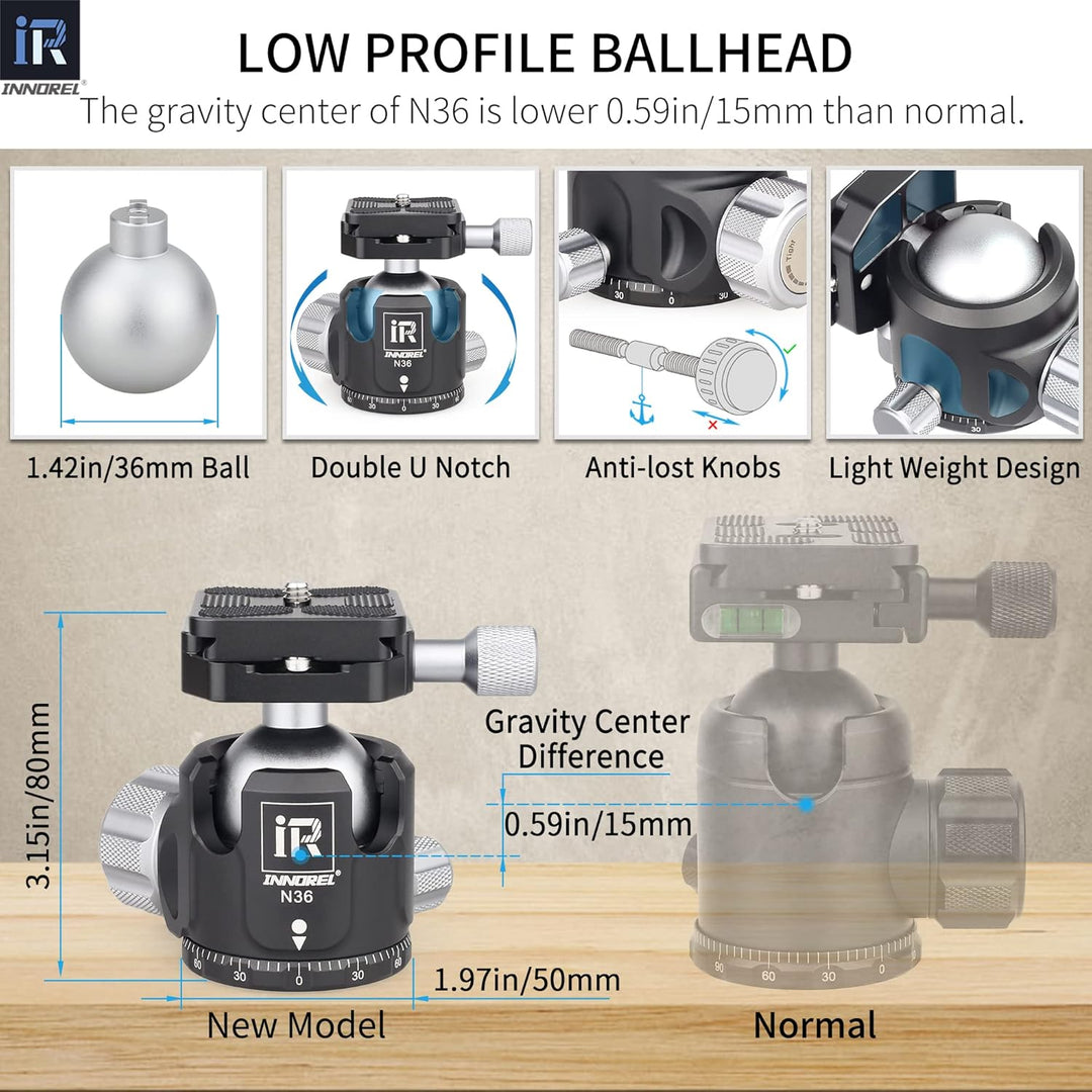 INNOREL GT284C Karbonfaser Professionelles kompaktes Stativ für DSLR-Kameras Robuster Ständer mit Ku