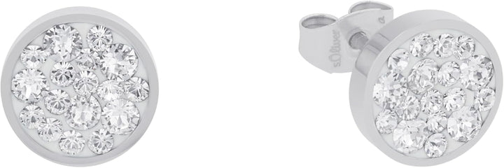 s.Oliver Ohrstecker Edelstahl Damen Ohrschmuck, mit Kristall, 1 cm, Kommt in Schmuck Geschenk Box Si