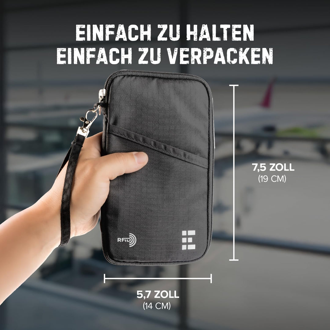 Reisebrieftasche &amp; Familienpasshalter mit RFID-Blockierung, Dokumenten-Organizer, shadow, Einheitsgr