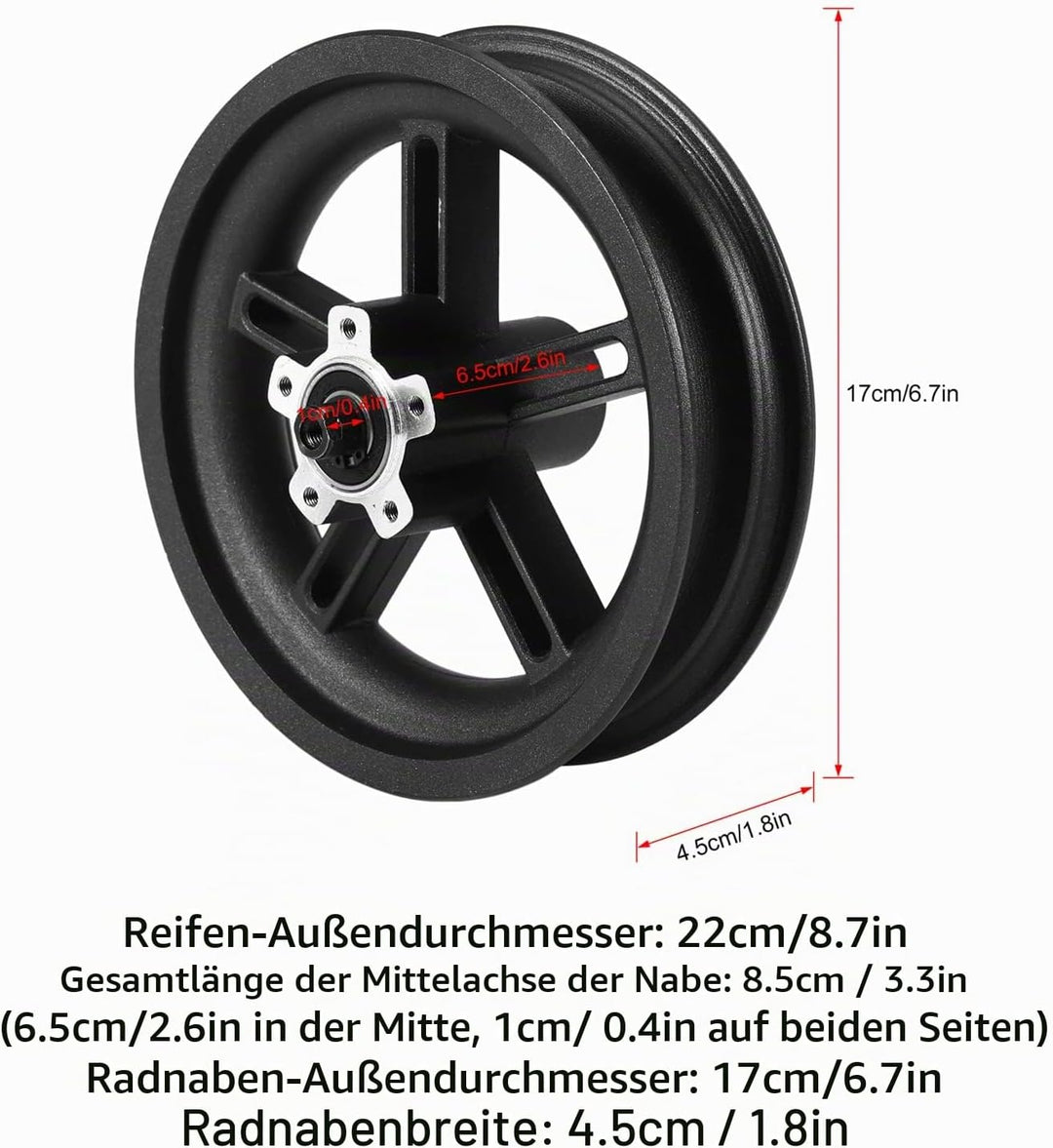 BuyWeek Elektroroller Hinterrad für Xiaomi M365/1S/Lite, 8,5 Zoll E-Scooter Hinterrad Aufblasbare Re
