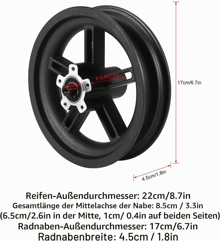 BuyWeek Elektroroller Hinterrad für Xiaomi M365/1S/Lite, 8,5 Zoll E-Scooter Hinterrad Aufblasbare Re