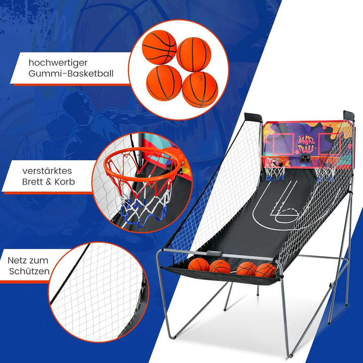 GOPLUS Basketball-Schiessmaschine, Basketballständer inkl. 4 Basketbälle und Pumpe, Basketballkorb k