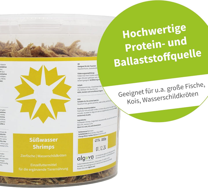 Süsswasser Shrimps getrocknet 2-4cm Futter Wasserschildkröten Koi algova® (10L = 1.60kg) 1.60 kg (1e