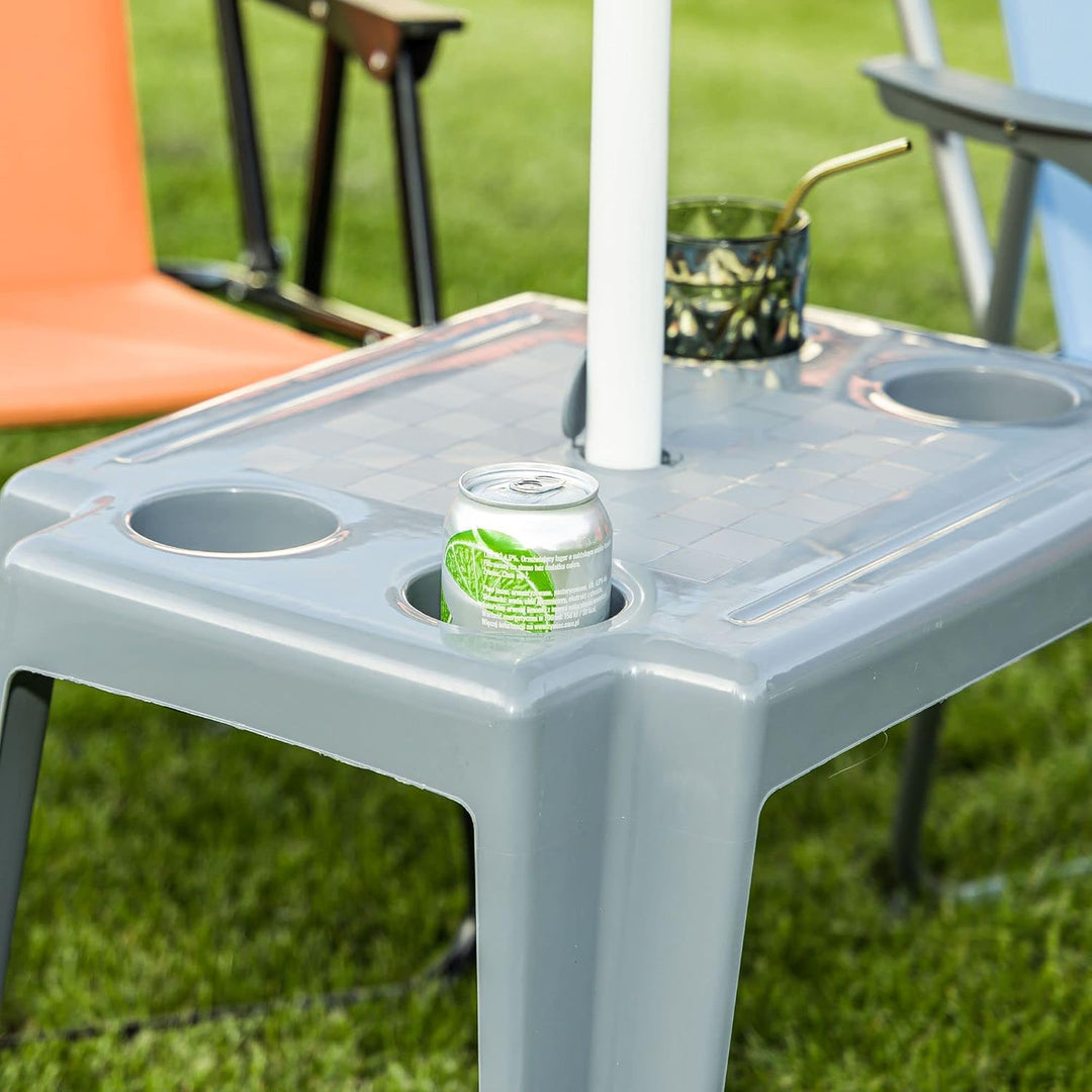 botle Gartentisch Strandtisch Grau Pooltisch aus Kunststoff gemütlich leicht Schirmloch Bis zu 35mm