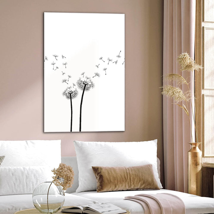 banjado® Glas Magnettafel mit 4 Magneten - Magnetwand 40x60cm mit Motiv Pusteblume 2 - Memoboard/Pin