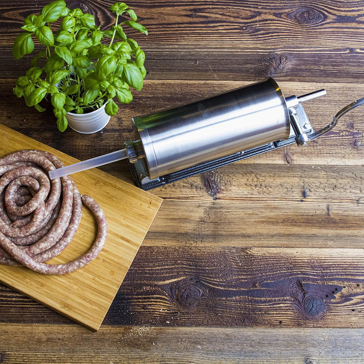 Browin 311003 Waagerechter 3 kg, Wurstmaschine Wurstfüllmaschine Manuell Wurstfüller, Edelstahl, 3 k