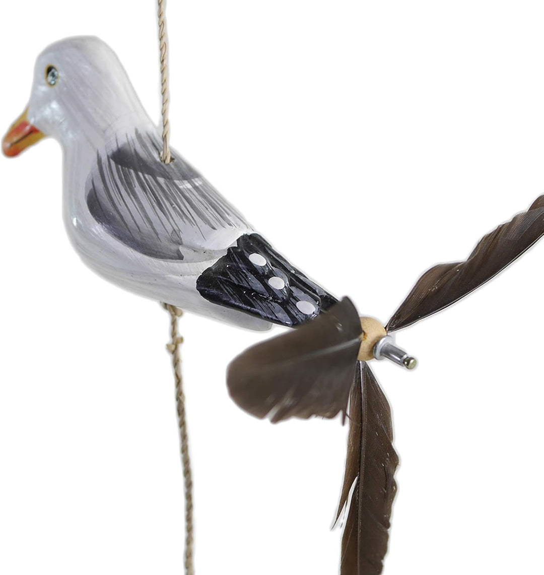 ART-CRAFT Möwe-Rudil mit Feder Propeller mit 3 Vögeln Holz Tierfiguren als Maritime deko, Balkon-dek