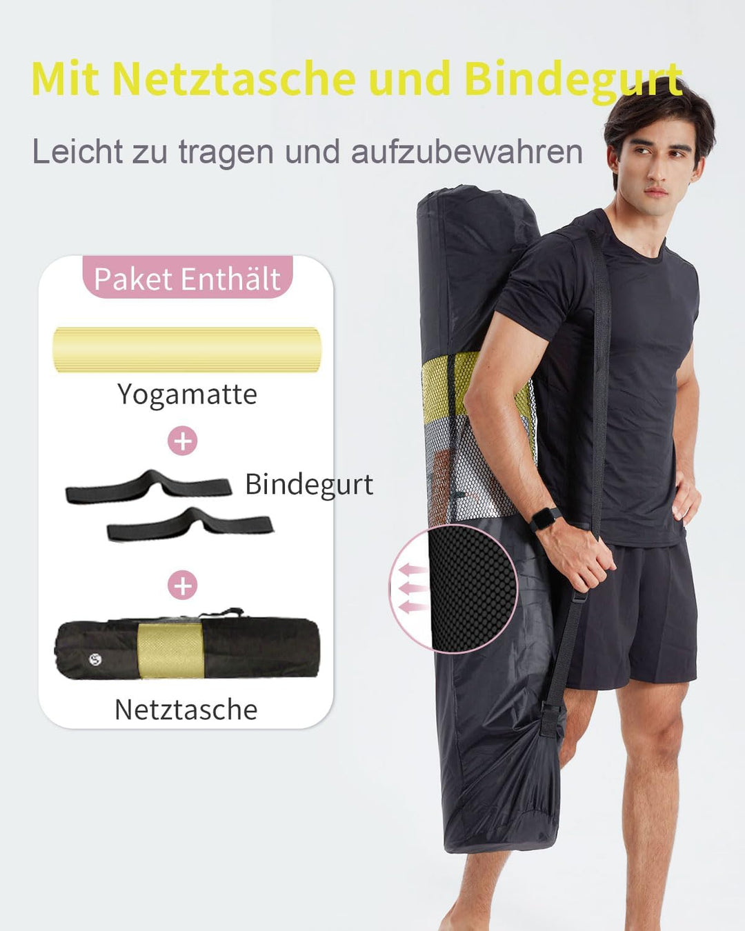 Yogamatte XXL 200x130cm NBR Gymnastikmatte 10/15/20mm Dick Fitnessmatte Extra Gross Breit Sportmatte