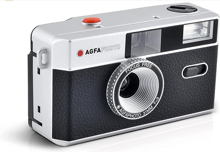 AgfaPhoto analoge 35mm Foto Kamera Black Set (B+W Film + Batterie) BLACK Kamera + Film S/W Kamera +