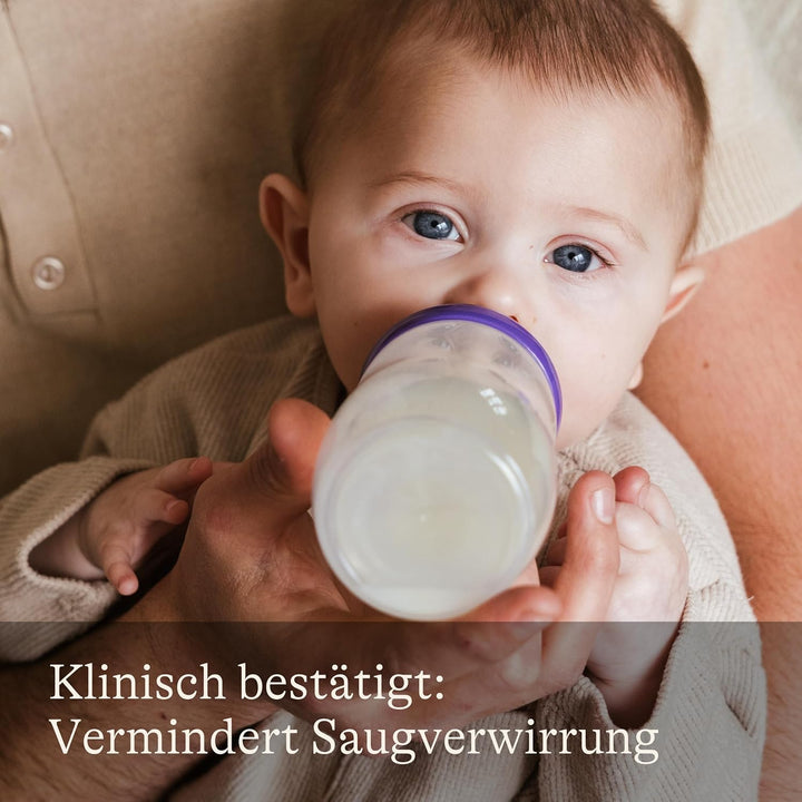 Lansinoh Babyflaschen Set mit NaturalWave Sauger Gr. M, 240 ml, 4er Pack - Babyflasche im neuen komp