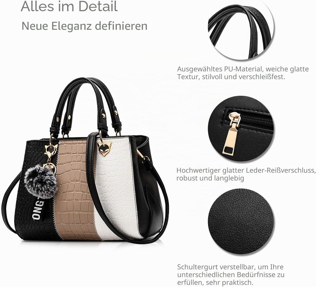 NICOLE &amp; DORIS Damen Handtasche Umhängetasche Henkeltasche Kuriertasche Elegant Damen Handtaschen mi