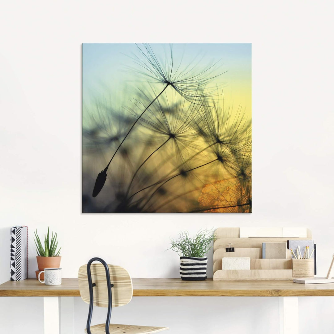 ARTland Glasbilder Wandbild Glas Bild einteilig 50x50 cm Quadratisch Natur Blumen Pusteblume Sonnenu