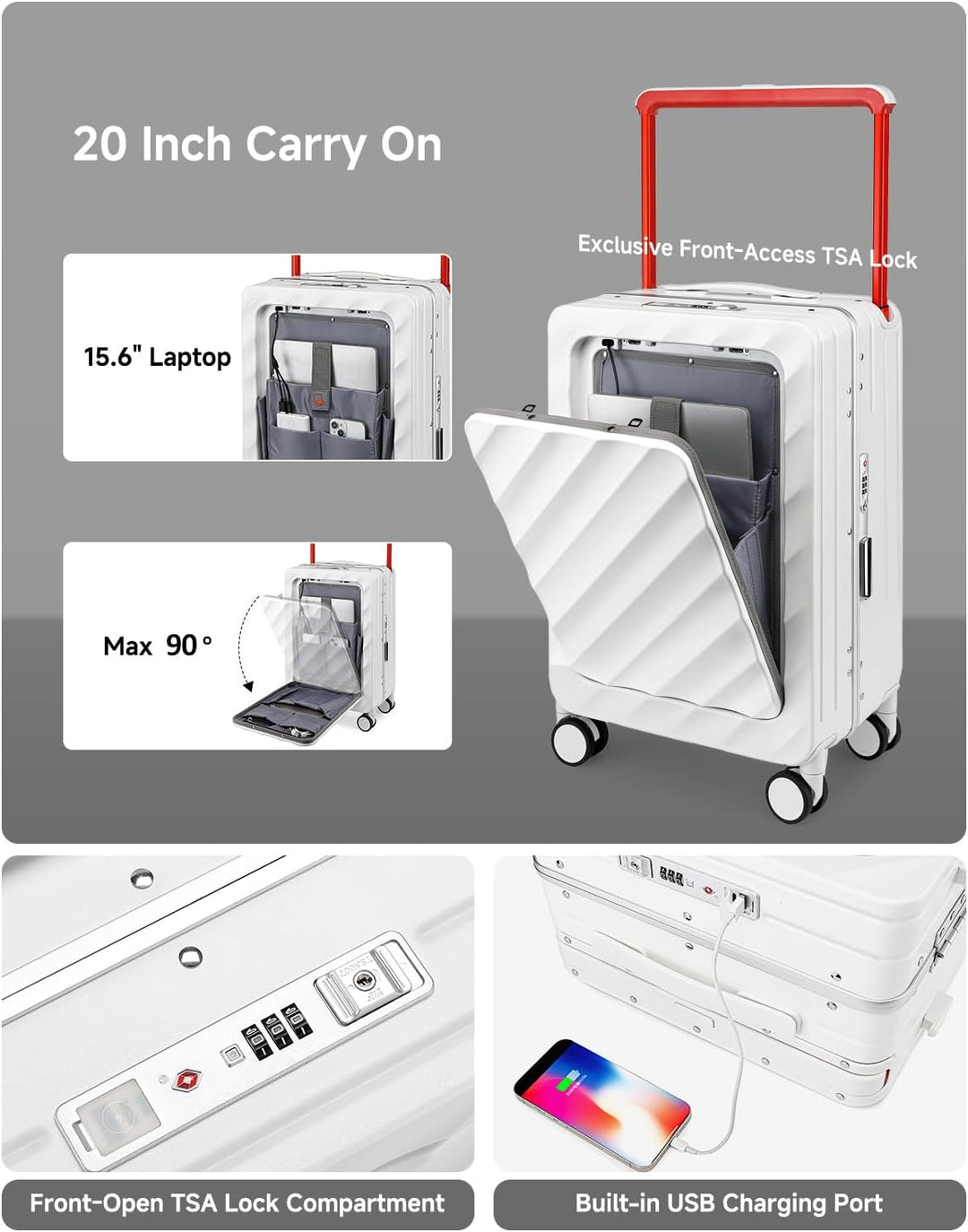 Sea choice Kofferset 2 Teilig Hartschale Trolley Handgepäck mit Laptopfach und Grosse Kapazität 30in
