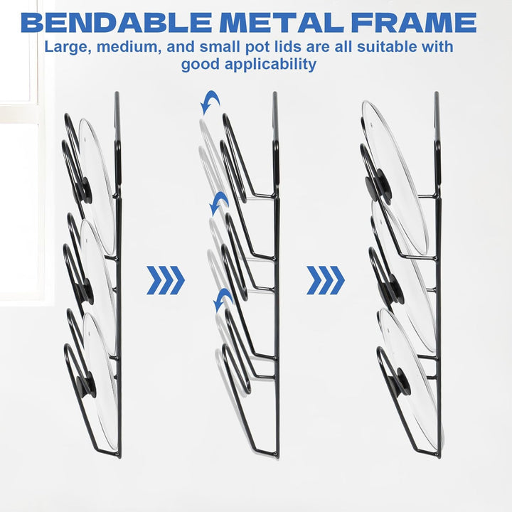 2 Pack Topfdeckel Organizer Rack, 6-Tier Topfdeckel Halter, keine Bohrung erforderlich, Sticks zu gl