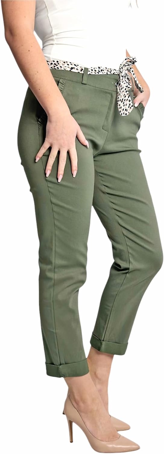 Mississhop Female Damen Stretch Klassische Chino Hose M Grün, M Gr&amp;