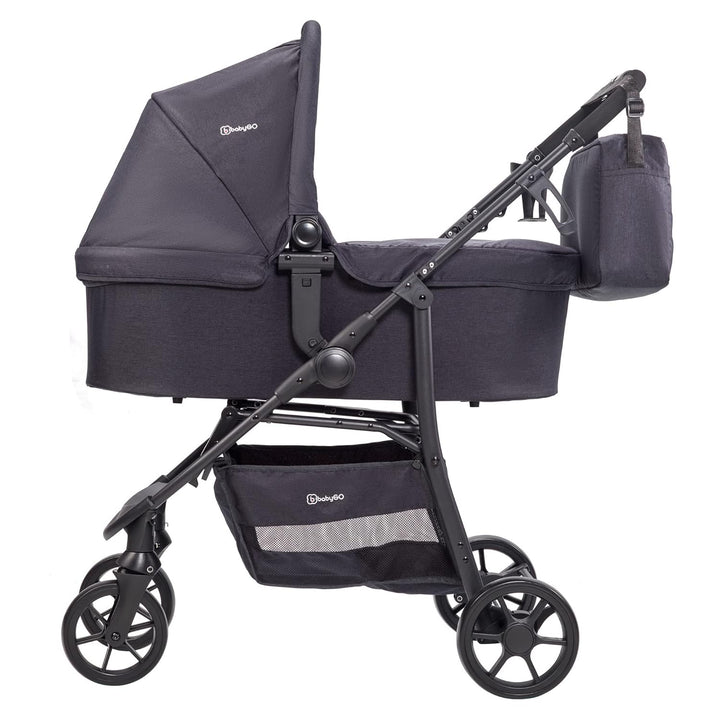 BABYGO Kinderwagen 3 in 1 Styles - Sportaufsatz und Wanne jeweils separat und Auto-Babyschale - Wick