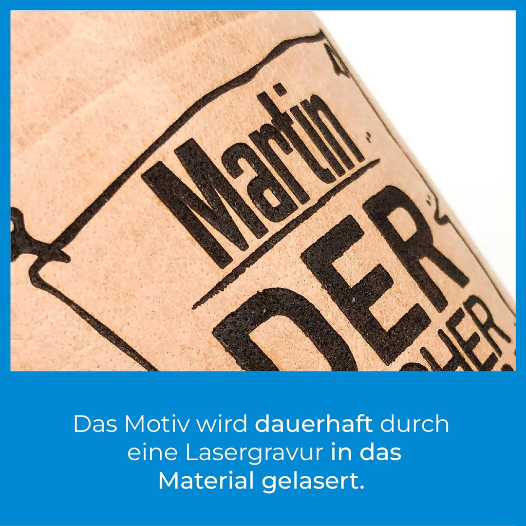 Diamandi Leder Würfelbecher mit Gravur und 6 Würfeln - Personalisiert mit Name + div. Motive zur Aus