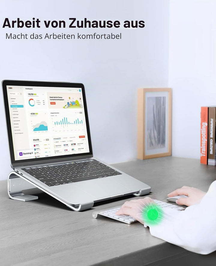 Soqool, Laptop-Ständer für den Schreibtisch, ergonomischer, belüfteter Notebook-Ständer aus Aluminiu
