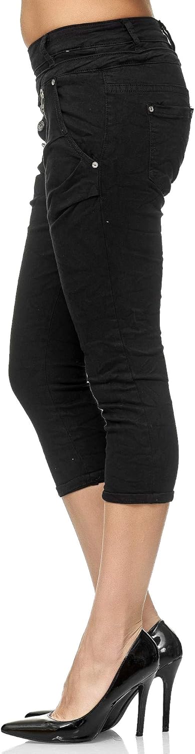 Elara Damen 3/4 Jeans Slim High Waist Capri Hose Chunkyrayan 38 Slim Schwarz Hamburg, 38 Slim Schwar