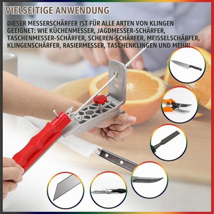 Messerschärfer Profi, Messerschärfsystem, mit 5 Abziehsteinen inkl. Klammer, Führungsstäbe, Transpor
