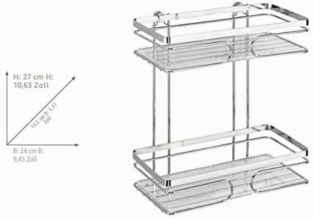 WENKO Wandregal 2 Etagen Premium Edelstahl, Edelstahl rostfrei, 24 x 27 x 13.5 cm, Glänzend, 2 Etage