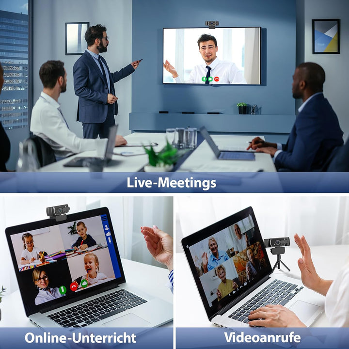 4K Webcam für PC mit Sony-Sensor, PDAF-Autofokus, Dual-Mikrofon mit Geräuschunterdrückung, Privacy-A