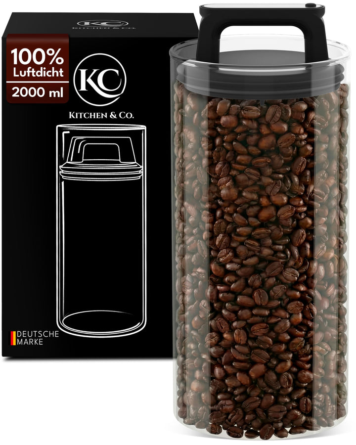Kitchen&Co. Kaffeedose mit Vakuumdeckel, Luftdichte Aufbewahrung, Vorratsdose luftdicht, mottensiche