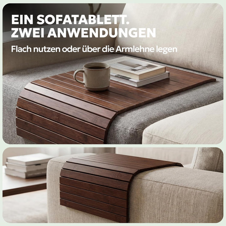 BAM BOO BOX Sofatablett aus Bambus - Couch Tablett flexibel - Sofatablett Armlehne - Sofa Tablett Ho