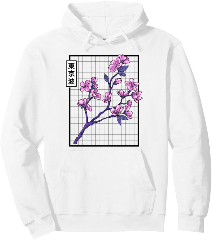 Cherry Blossom Grid Vaporwave Ästhetische Pastellfarben Japan Kunst Pullover Hoodie