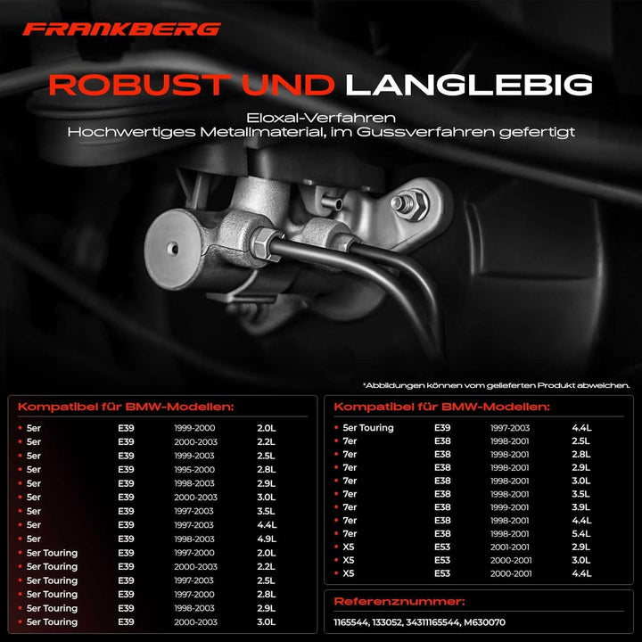Frankberg Hauptbremszylinder Bremszylinder Kompatibel mit 5er E39 2.0L-4.9L 1995-2003 7er E38 2.5L-5