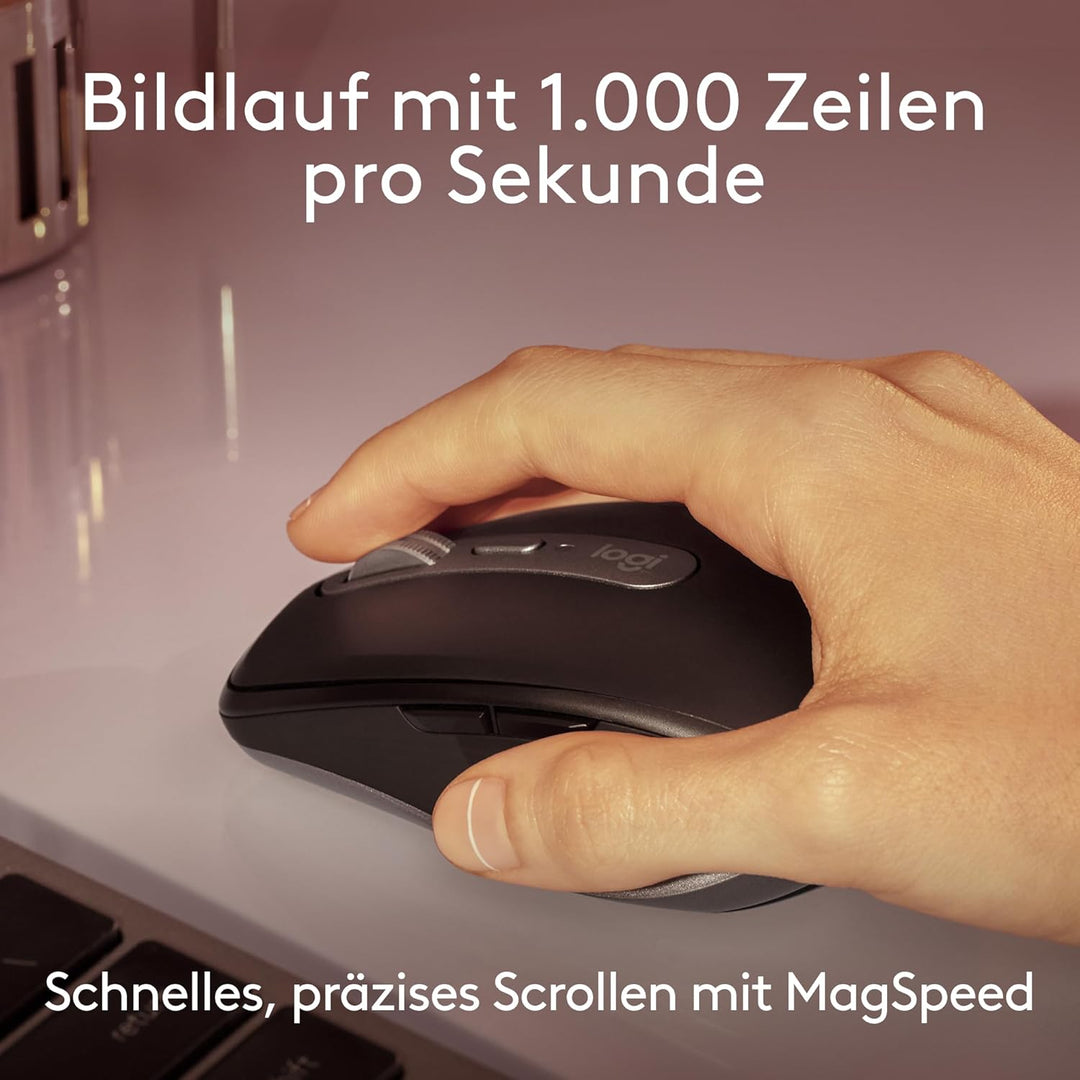 Logitech MX Anywhere 3S for Mac, kompakte kabellose Bluetooth-Maus, 8K-DPI-Abtastung auf jeder Fläch