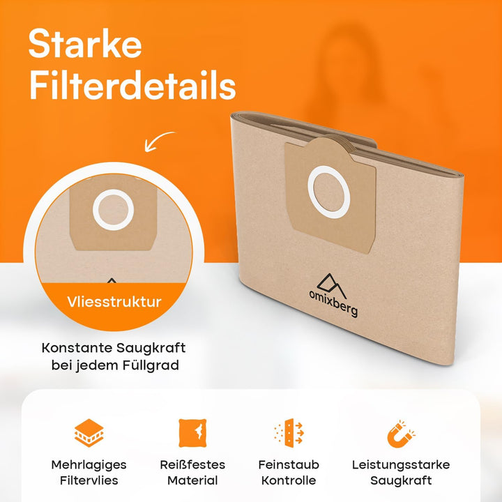 Staubsaugerbeutel für Kärcher 6.959-130.0 10 Stück WD3 Staubsaugertüten für Kärcher Nass Trockensaug