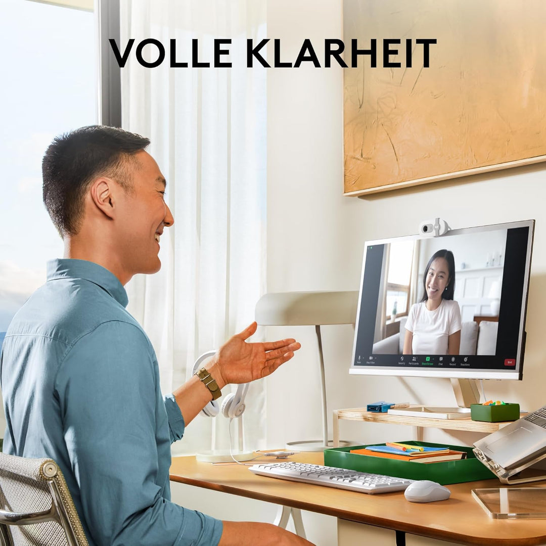 Logitech Brio 100 Full HD-Webcam für Meetings und Streaming, Auto-Lichtausgleich, integriertes Mikro
