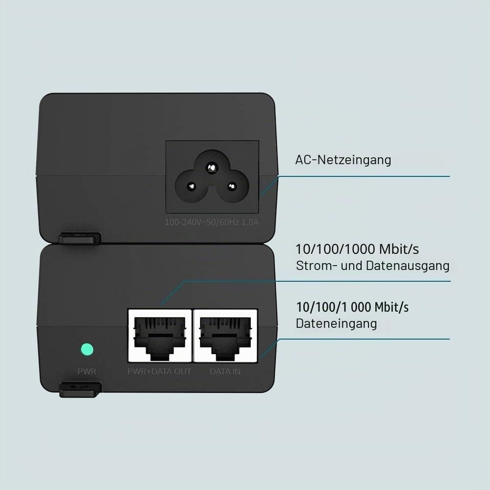 TP-Link TL-POE160S PoE+ Injektor (2 Gigabit-Ports, kompatibel mit 802.3af /at, Gesamtleistung mit bi