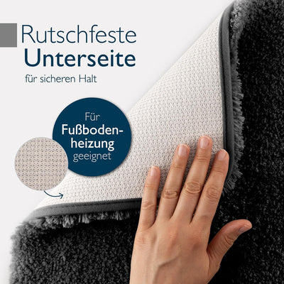 Beautissu Badematte rutschfest 120x70 cm – Duschvorleger Hochflor Badteppich rutschfest Waschbar Sha