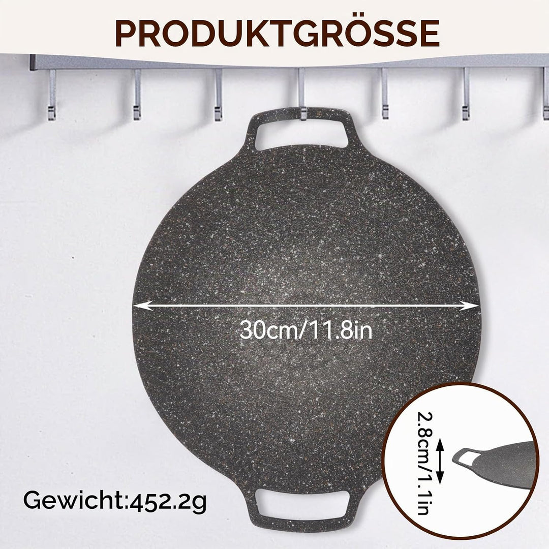 Cyrank Koreanische BBQ-Grillpfanne, Runde BBQ-Grill Antihaft-Grill, Koreanischer BBQ-Grillplatte, An