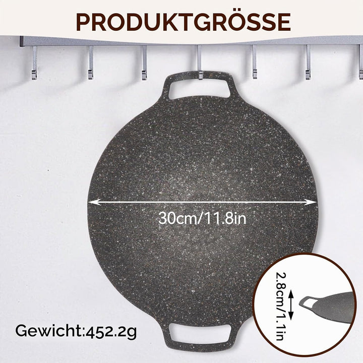 Cyrank Koreanische BBQ-Grillpfanne, Runde BBQ-Grill Antihaft-Grill, Koreanischer BBQ-Grillplatte, An