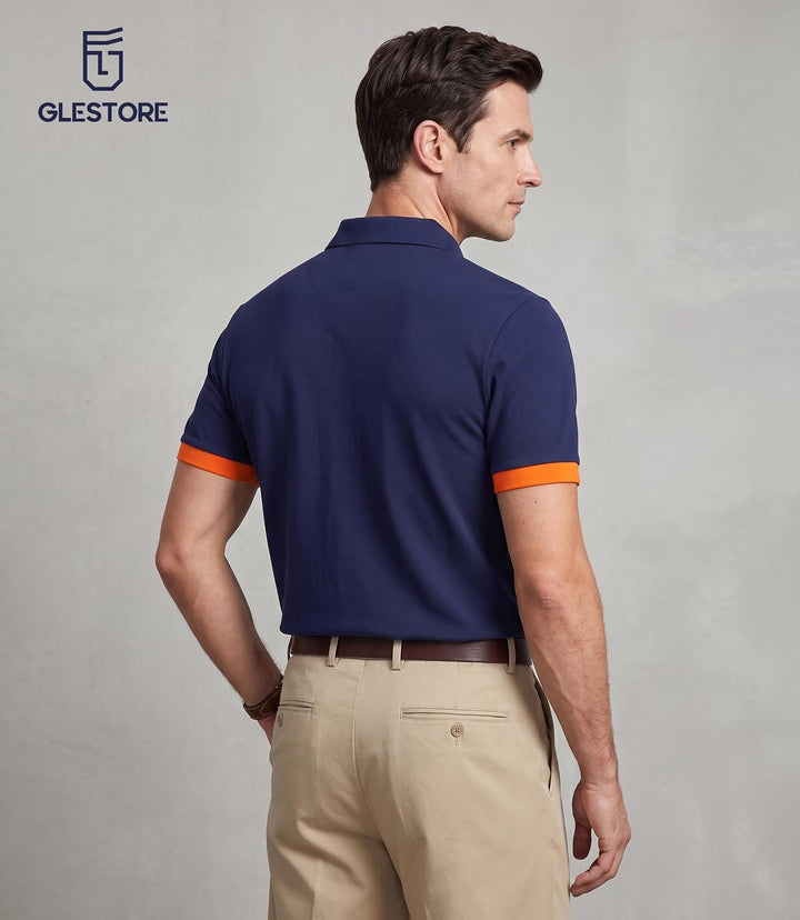 GLESTORE Poloshirt Herren Männer Hemd Herren Kurzarm Shirt Sommer XL A1-marine, XL A1-marine