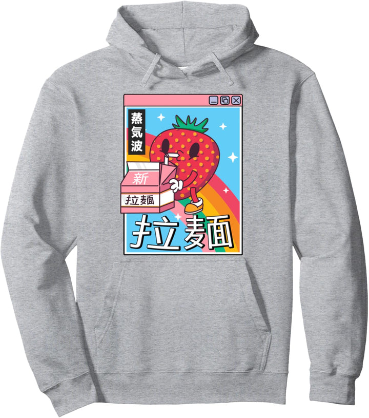 Otaku Vaporwave Erdbeermilch, Regenbogenfarben Pullover Hoodie