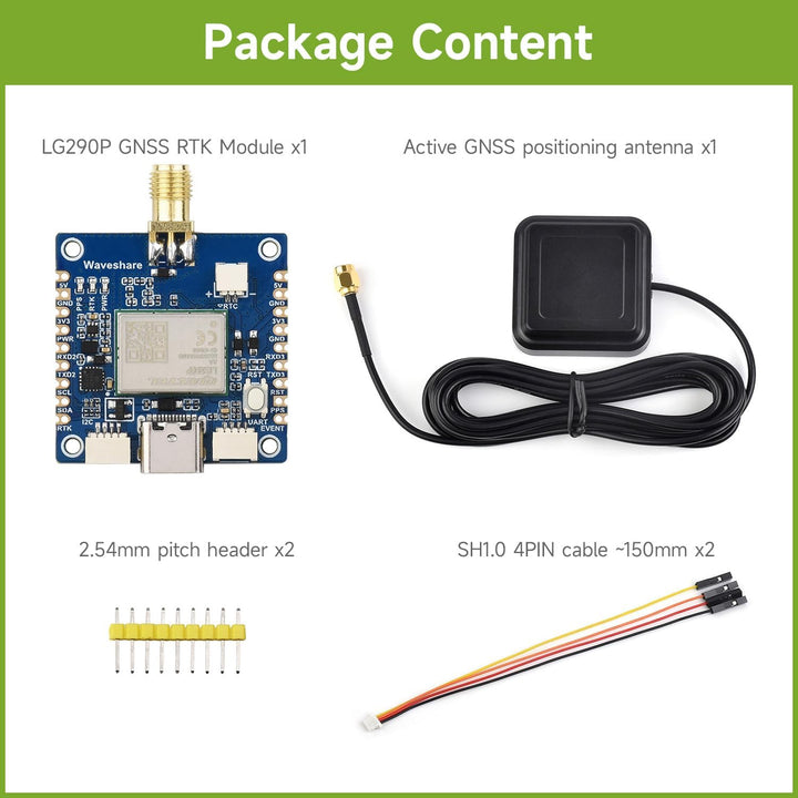 Waveshare LG290P Series Quad-Band GNSS Module, Quad-Band RTK Centimeter-Level Positioning, L1+L2+L5+