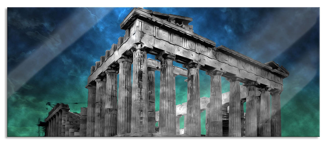 Pixxprint Glasbild Panorama, Wandbild aus Echtglas, Propyläe von Akropolis in Athen, 100x40 cm, inkl