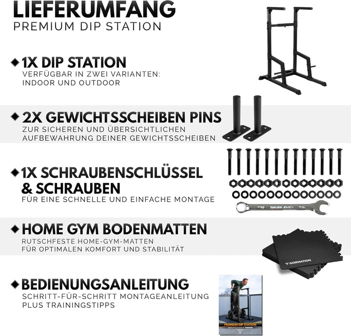 GORNATION Dip Station für Calisthenics &amp; Homegym, Verstellbare Dip Barren Indoor &amp; Outdoor, Freisteh