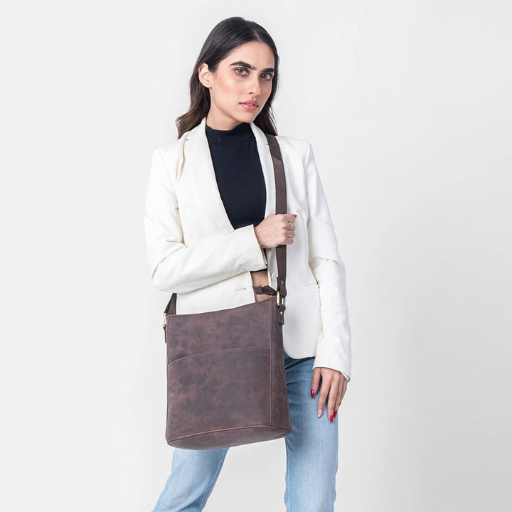 LEABAGS Leder Handtasche Damen I Premium Echtleder Umhängetasche I Schultertasche I Damentasche I Tr