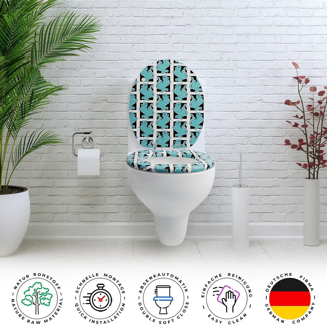 SANFINO® Premium WC Sitz mit Absenkautomatik – hochwertige Toilettendeckel aus Holz, viele bunte Mot
